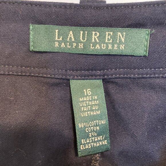 #20 Women's Ralph Lauren Navy Blue Cotton Skirt, Size 16 - Picture 5 of 8